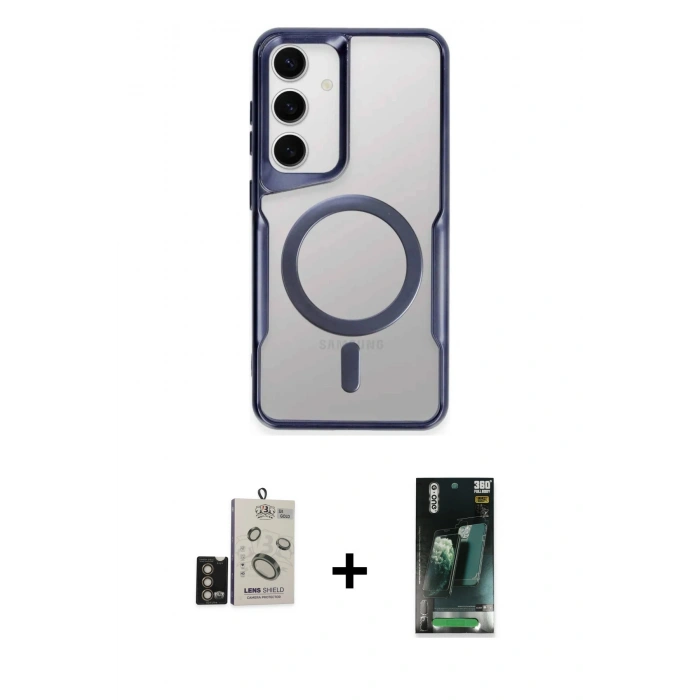 MARSİLYAN™- Galaxy S24 Kılıf Yadigar Klasik Özel Seri - Şeffaf 360 Full Body Arka Koruyucu + Bilvis Titan Kamera Lens - GD
