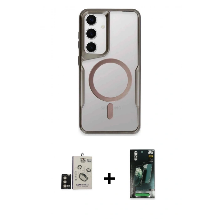 MARSİLYAN™- Galaxy S24 Kılıf Yadigar Klasik Özel Seri - Şeffaf 360 Full Body Arka Koruyucu + Bilvis Titan Kamera Lens - GD