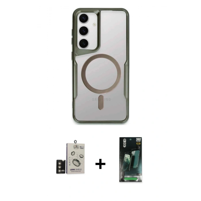 MARSİLYAN™- Galaxy S24 Kılıf Yadigar Klasik Özel Seri - Şeffaf 360 Full Body Arka Koruyucu + Bilvis Titan Kamera Lens - GD