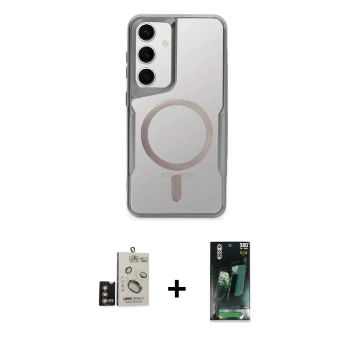 MARSİLYAN™- Galaxy S24 Kılıf Yadigar Klasik Özel Seri - Şeffaf 360 Full Body Arka Koruyucu + Bilvis Titan Kamera Lens - GD