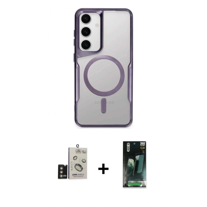 MARSİLYAN™- Galaxy S24 Kılıf Yadigar Klasik Özel Seri - Şeffaf 360 Full Body Arka Koruyucu + Bilvis Titan Kamera Lens - GD