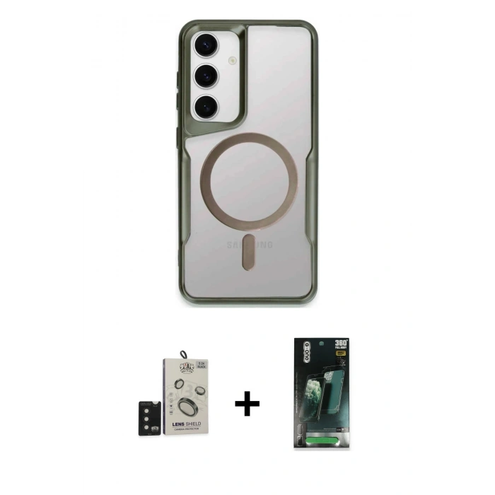 MARSİLYAN™- Galaxy S24 Kılıf Yadigar Klasik Özel Seri - Şeffaf 360 Full Body Arka Koruyucu + Bilvis Titan Kamera Lens - SH