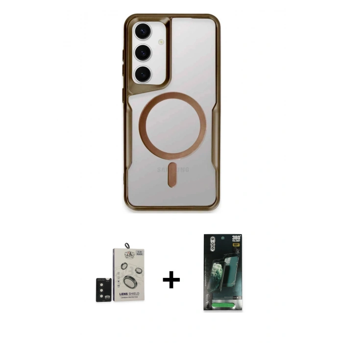 MARSİLYAN™- Galaxy S24 Kılıf Yadigar Klasik Özel Seri - Şeffaf 360 Full Body Arka Koruyucu + Bilvis Titan Kamera Lens - SH