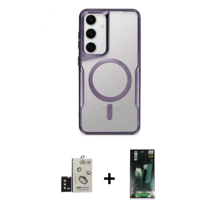 MARSİLYAN™- Galaxy S24 Kılıf Yadigar Klasik Özel Seri - Siyah 360 Mat Full Body Arka Koruyucu + Bilvis Titan Kamera Lens - TMGI