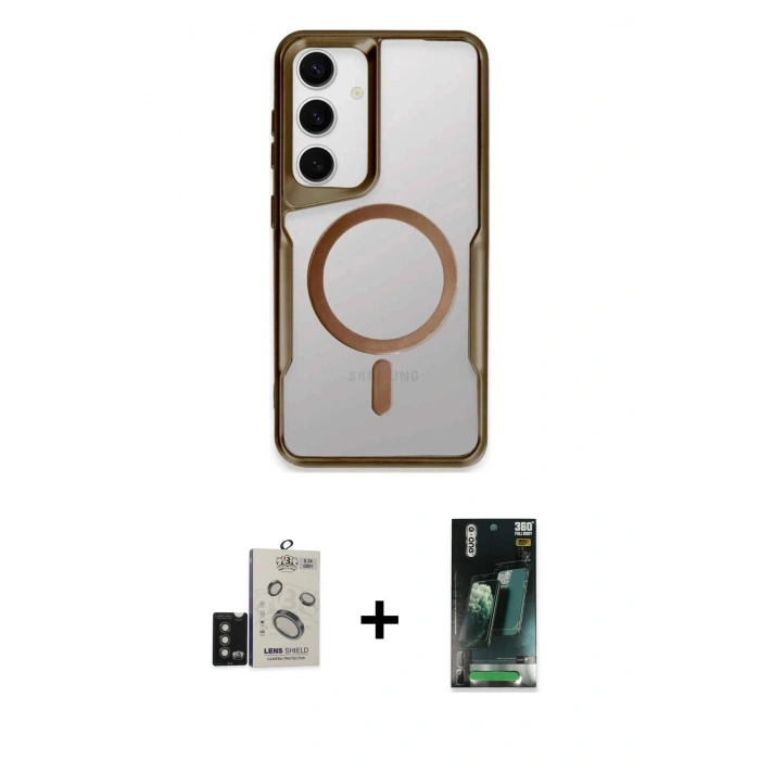 MARSİLYAN™- Galaxy S24 Kılıf Yadigar Klasik Özel Seri - Siyah 360 Mat Full Body Arka Koruyucu + Bilvis Titan Kamera Lens - TMGI