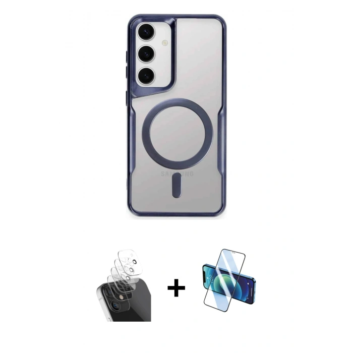 MARSİLYAN™- Galaxy S24 Kılıf Yadigar Klasik Özel Seri - Siyah 3D Antistatik Cam Ekran Koruyucu + Kamera Lens Koruma Cam - SF
