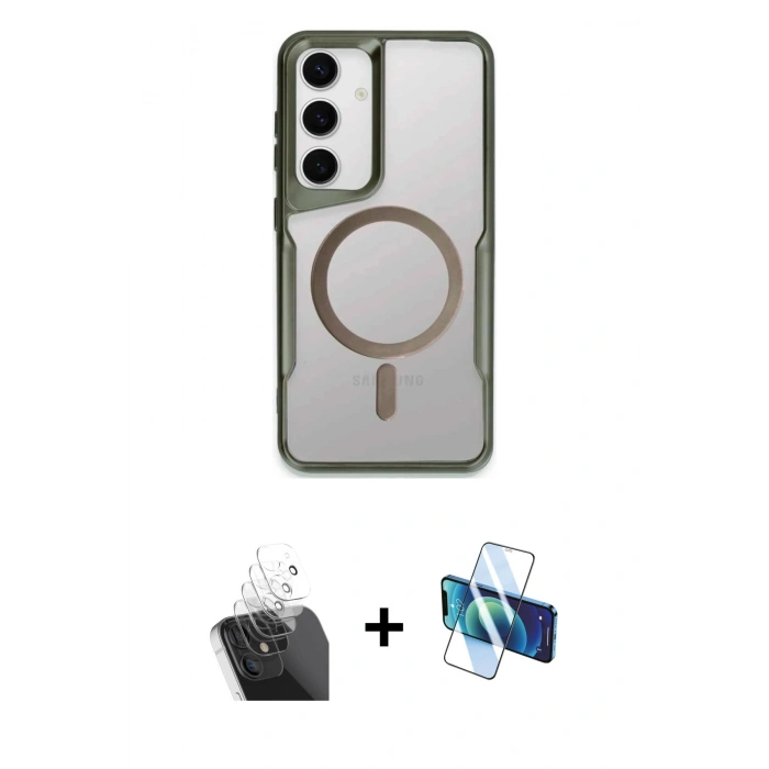 MARSİLYAN™- Galaxy S24 Kılıf Yadigar Klasik Özel Seri - Siyah 3D Antistatik Cam Ekran Koruyucu + Kamera Lens Koruma Cam - SF