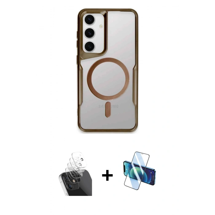 MARSİLYAN™- Galaxy S24 Kılıf Yadigar Klasik Özel Seri - Siyah 3D Antistatik Cam Ekran Koruyucu + Kamera Lens Koruma Cam - SF