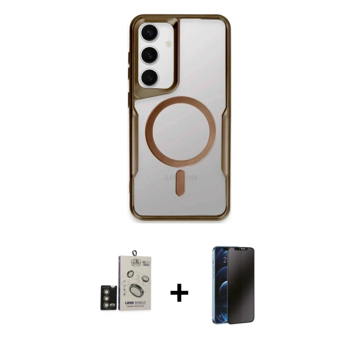 MARSİLYAN™- Galaxy S24 Kılıf Yadigar Klasik Özel Seri - Siyah 3D Antistatik Hayalet Cam Ekran Koruyucu + Bilvis Titan Kamera Lens - GD