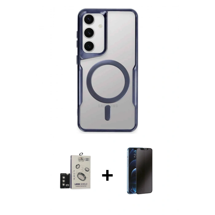MARSİLYAN™- Galaxy S24 Kılıf Yadigar Klasik Özel Seri - Siyah 3D Antistatik Hayalet Cam Ekran Koruyucu + Bilvis Titan Kamera Lens - TMGI