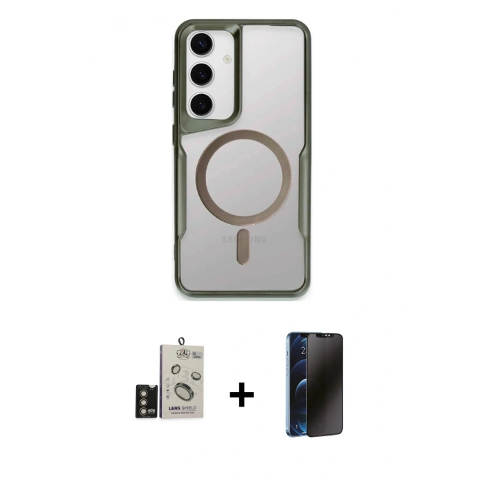 MARSİLYAN™- Galaxy S24 Kılıf Yadigar Klasik Özel Seri - Siyah 3D Antistatik Hayalet Cam Ekran Koruyucu + Bilvis Titan Kamera Lens - GD