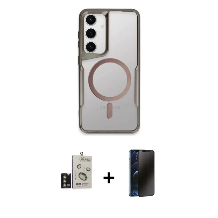 MARSİLYAN™- Galaxy S24 Kılıf Yadigar Klasik Özel Seri - Siyah 3D Antistatik Hayalet Cam Ekran Koruyucu + Bilvis Titan Kamera Lens - GD