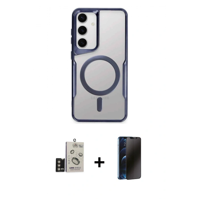 MARSİLYAN™- Galaxy S24 Kılıf Yadigar Klasik Özel Seri - Siyah 3D Antistatik Hayalet Cam Ekran Koruyucu + Bilvis Titan Kamera Lens - GD