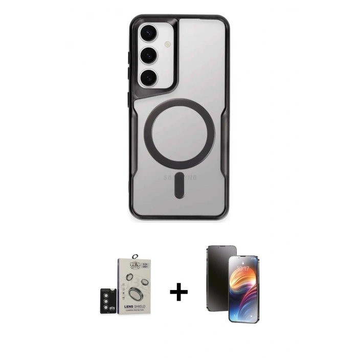 MARSİLYAN™- Galaxy S24 Kılıf Yadigar Klasik Özel Seri - Siyah 3D Antistatik Mat Seramik Nano Ekran Koruyucu + Bilvis Titan Kamera Lens - TMGI