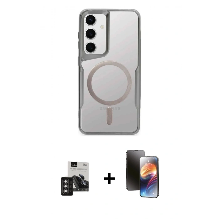 MARSİLYAN™- Galaxy S24 Kılıf Yadigar Klasik Özel Seri - Siyah 3D Antistatik Mat Seramik Nano Ekran Koruyucu + PVD Metal Kamera Lens - DNMR