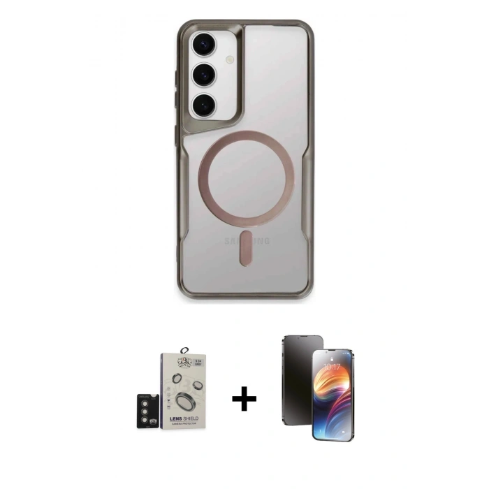 MARSİLYAN™- Galaxy S24 Kılıf Yadigar Klasik Özel Seri - Siyah 3D Antistatik Mat Seramik Nano Ekran Koruyucu + Bilvis Titan Kamera Lens - TMGI
