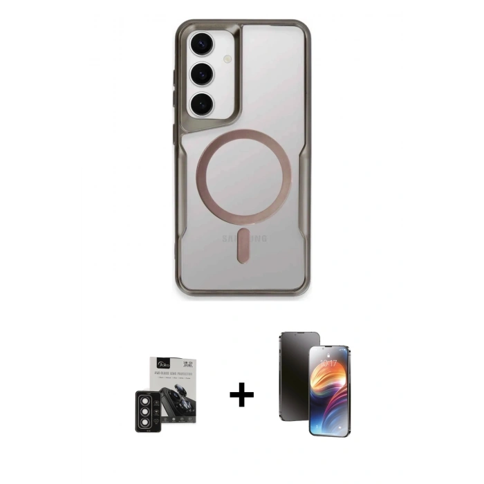 MARSİLYAN™- Galaxy S24 Kılıf Yadigar Klasik Özel Seri - Siyah 3D Antistatik Mat Seramik Nano Ekran Koruyucu + PVD Metal Kamera Lens - DNMR
