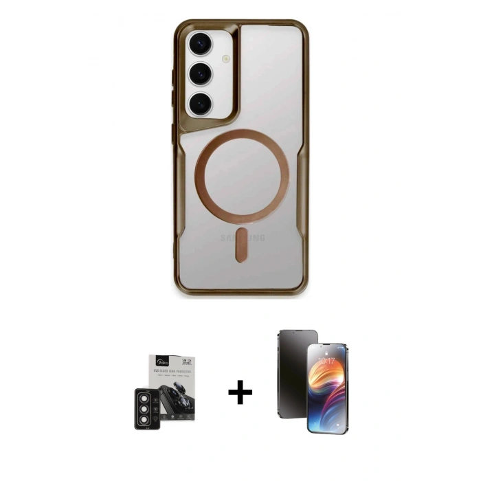 MARSİLYAN™- Galaxy S24 Kılıf Yadigar Klasik Özel Seri - Siyah 3D Antistatik Mat Seramik Nano Ekran Koruyucu + PVD Metal Kamera Lens - DNMR