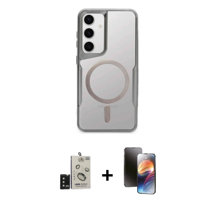 MARSİLYAN™- Galaxy S24 Kılıf Yadigar Klasik Özel Seri - Siyah 3D Antistatik Mat Seramik Nano Ekran Koruyucu + Bilvis Titan Kamera Lens - SH