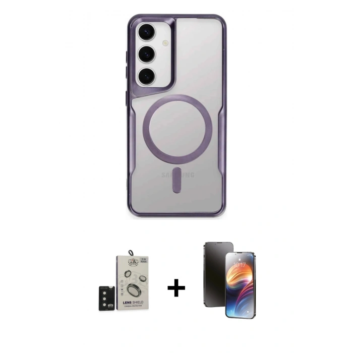 MARSİLYAN™- Galaxy S24 Kılıf Yadigar Klasik Özel Seri - Siyah 3D Antistatik Mat Seramik Nano Ekran Koruyucu + Bilvis Titan Kamera Lens - SH