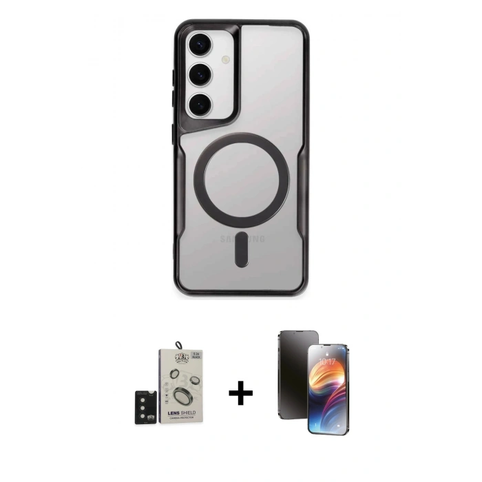 MARSİLYAN™- Galaxy S24 Kılıf Yadigar Klasik Özel Seri - Siyah 3D Antistatik Mat Seramik Nano Ekran Koruyucu + Bilvis Titan Kamera Lens - SH