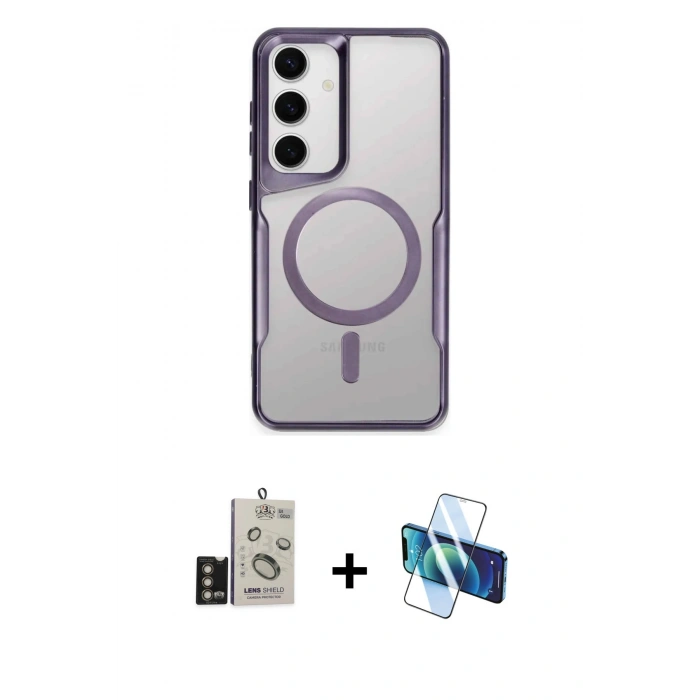 MARSİLYAN™- Galaxy S24 Kılıf Yadigar Klasik Özel Seri - Siyah 3D Antistatik Seramik Nano Ekran Koruyucu + Bilvis Titan Kamera Lens - GD