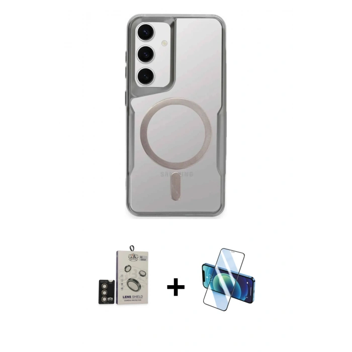 MARSİLYAN™- Galaxy S24 Kılıf Yadigar Klasik Özel Seri - Siyah 3D Antistatik Seramik Nano Ekran Koruyucu + Bilvis Titan Kamera Lens - GD
