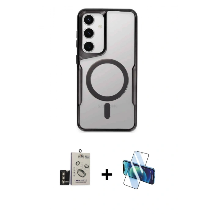MARSİLYAN™- Galaxy S24 Kılıf Yadigar Klasik Özel Seri - Siyah 3D Antistatik Seramik Nano Ekran Koruyucu + Bilvis Titan Kamera Lens - GD