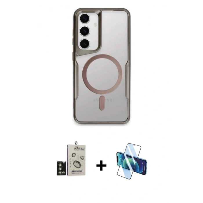 MARSİLYAN™- Galaxy S24 Kılıf Yadigar Klasik Özel Seri - Siyah 3D Antistatik Seramik Nano Ekran Koruyucu + Bilvis Titan Kamera Lens - GD