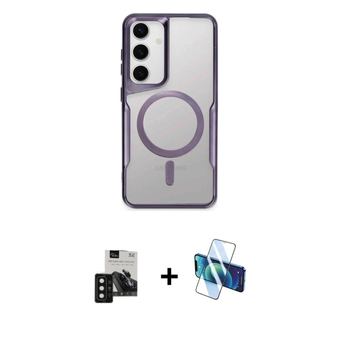 MARSİLYAN™- Galaxy S24 Kılıf Yadigar Klasik Özel Seri - Siyah 3D Antistatik Seramik Nano Ekran Koruyucu + PVD Metal Kamera Lens - SH