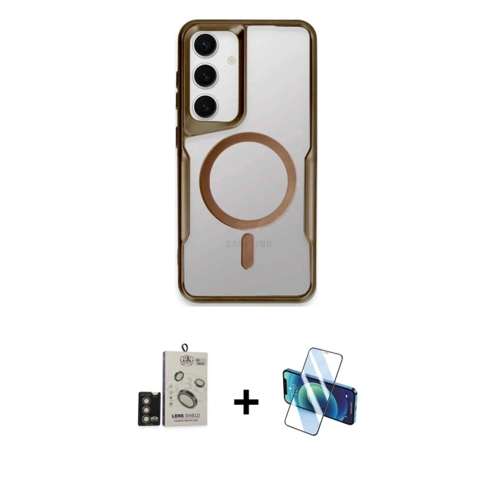 MARSİLYAN™- Galaxy S24 Kılıf Yadigar Klasik Özel Seri - Siyah 3D Antistatik Seramik Nano Ekran Koruyucu + Bilvis Titan Kamera Lens - GD