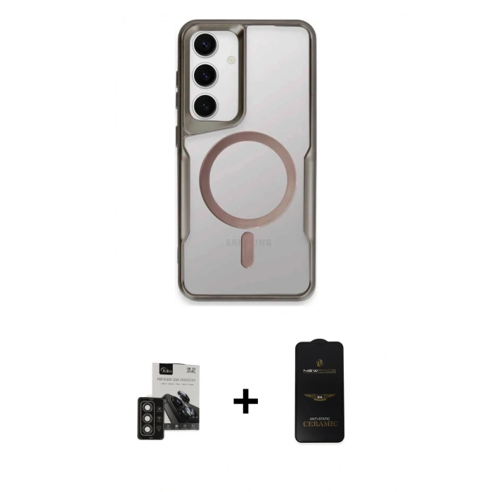 MARSİLYAN™- Galaxy S24 Kılıf Yadigar Klasik Özel Seri - Siyah 6D Antistatik Mat Seramik Hayalet Nano Ekran Koruyucu + PVD Metal Kamera Lens - TNGI