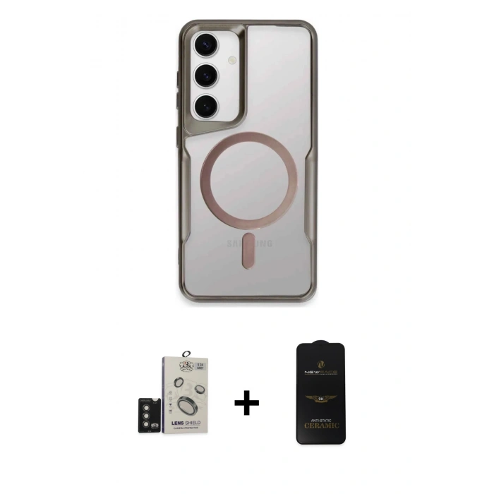 MARSİLYAN™- Galaxy S24 Kılıf Yadigar Klasik Özel Seri - Siyah 6D Antistatik Mat Seramik Hayalet Nano Ekran Koruyucu + Bilvis Titan Kamera Lens - TMGI