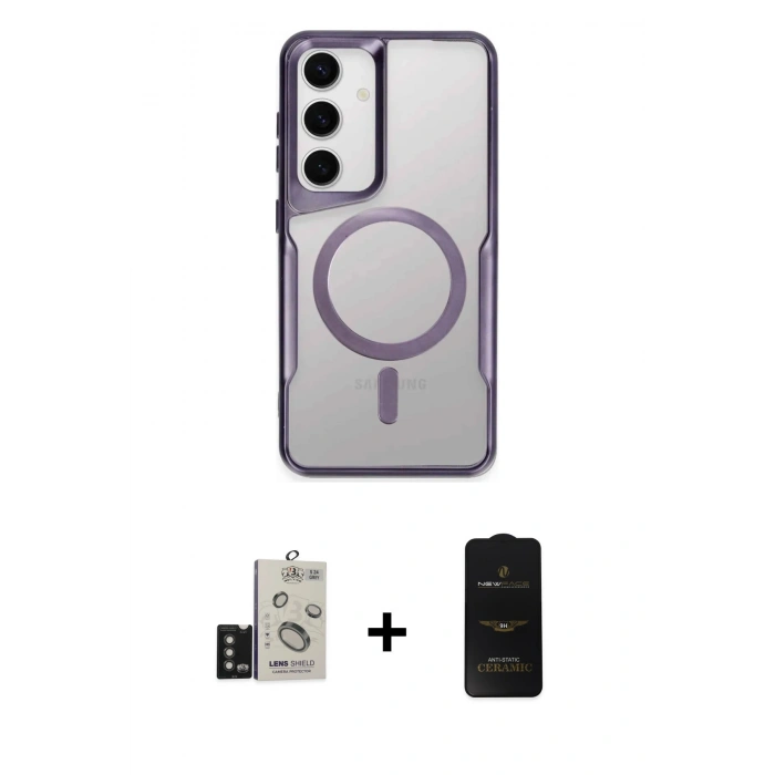 MARSİLYAN™- Galaxy S24 Kılıf Yadigar Klasik Özel Seri - Siyah 6D Antistatik Mat Seramik Hayalet Nano Ekran Koruyucu + Bilvis Titan Kamera Lens - TMGI