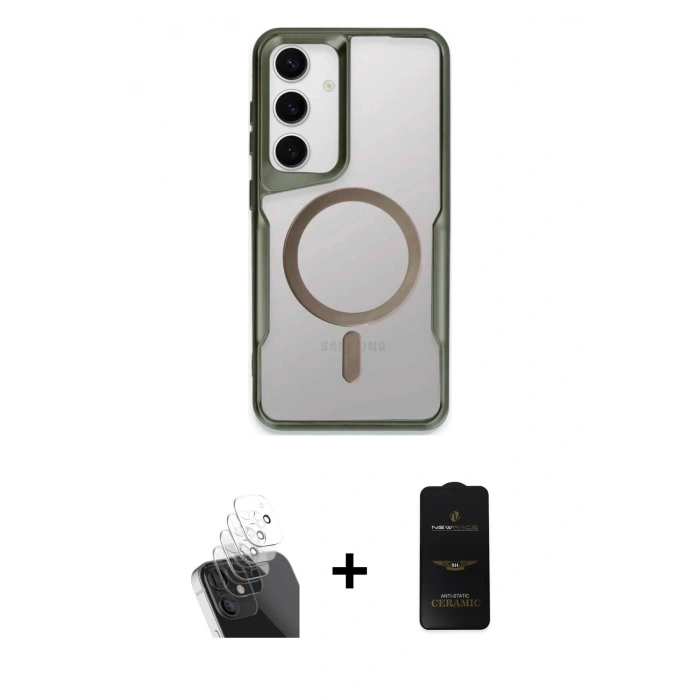 MARSİLYAN™- Galaxy S24 Kılıf Yadigar Klasik Özel Seri - Siyah 6D Antistatik Mat Seramik Hayalet Nano Ekran Koruyucu + Kamera Lens Koruma Cam - SF