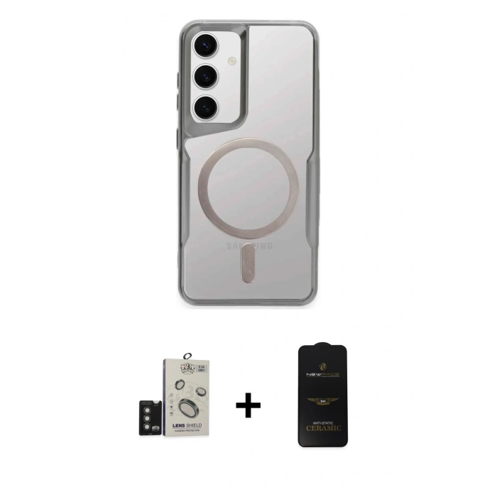MARSİLYAN™- Galaxy S24 Kılıf Yadigar Klasik Özel Seri - Siyah 6D Antistatik Mat Seramik Hayalet Nano Ekran Koruyucu + Bilvis Titan Kamera Lens - TMGI
