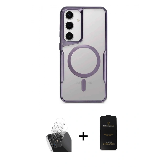 MARSİLYAN™- Galaxy S24 Kılıf Yadigar Klasik Özel Seri - Siyah 6D Antistatik Mat Seramik Hayalet Nano Ekran Koruyucu + Kamera Lens Koruma Cam - SF