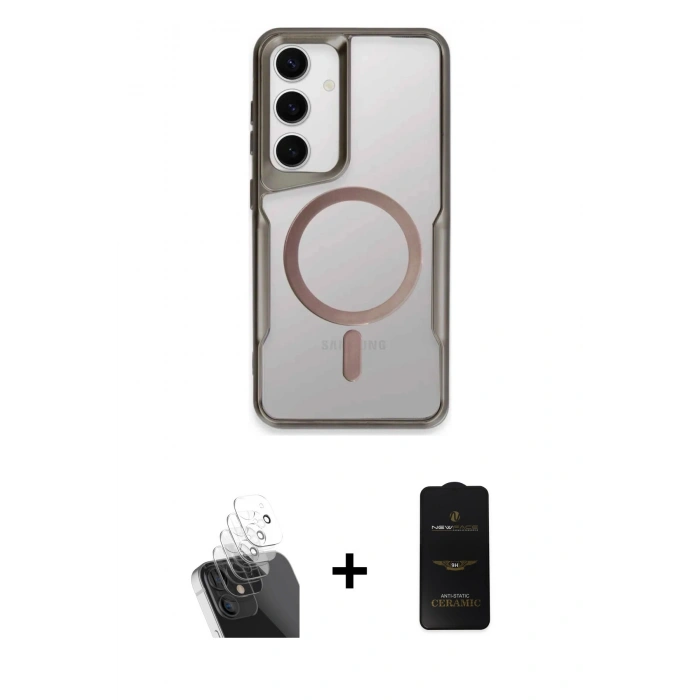 MARSİLYAN™- Galaxy S24 Kılıf Yadigar Klasik Özel Seri - Siyah 6D Antistatik Mat Seramik Hayalet Nano Ekran Koruyucu + Kamera Lens Koruma Cam - SF