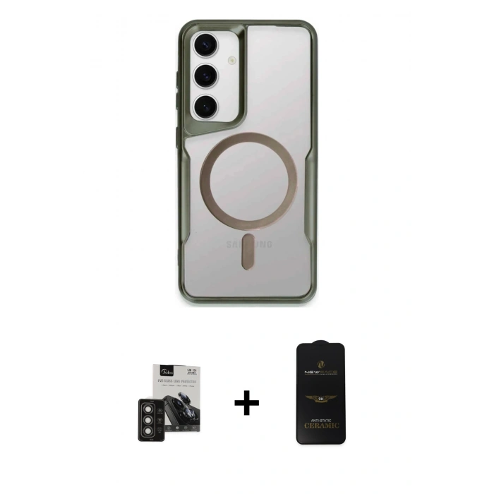 MARSİLYAN™- Galaxy S24 Kılıf Yadigar Klasik Özel Seri - Siyah 6D Antistatik Mat Seramik Hayalet Nano Ekran Koruyucu + PVD Metal Kamera Lens - TNGI