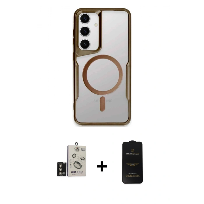 MARSİLYAN™- Galaxy S24 Kılıf Yadigar Klasik Özel Seri - Siyah 6D Antistatik Mat Seramik Hayalet Nano Ekran Koruyucu + Bilvis Titan Kamera Lens - GD