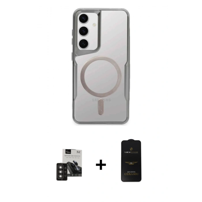 MARSİLYAN™- Galaxy S24 Kılıf Yadigar Klasik Özel Seri - Siyah 6D Antistatik Mat Seramik Hayalet Nano Ekran Koruyucu + PVD Metal Kamera Lens - TNGI