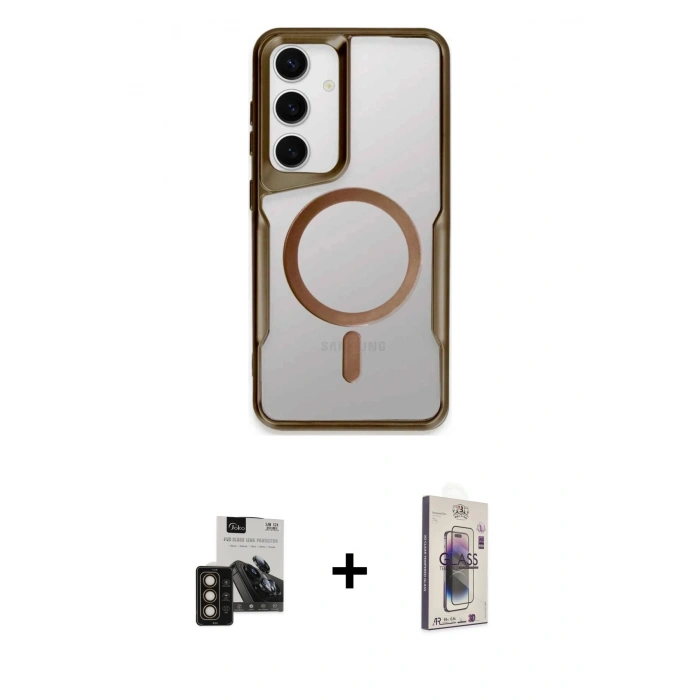 MARSİLYAN™- Galaxy S24 Kılıf Yadigar Klasik Özel Seri - Siyah Bilvis 3D Cam Ekran Koruyucu + PVD Metal Kamera Lens - GD
