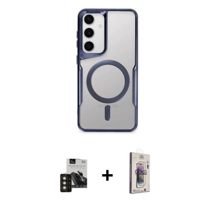 MARSİLYAN™- Galaxy S24 Kılıf Yadigar Klasik Özel Seri - Siyah Bilvis 3D Cam Ekran Koruyucu + PVD Metal Kamera Lens - GD