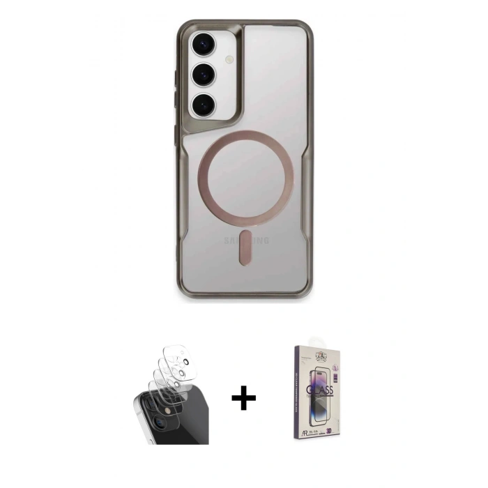 MARSİLYAN™- Galaxy S24 Kılıf Yadigar Klasik Özel Seri - Siyah Bilvis 3D Cam Ekran Koruyucu + Kamera Lens Koruma Cam - SF