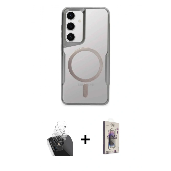 MARSİLYAN™- Galaxy S24 Kılıf Yadigar Klasik Özel Seri - Siyah Bilvis 3D Cam Ekran Koruyucu + Kamera Lens Koruma Cam - SF
