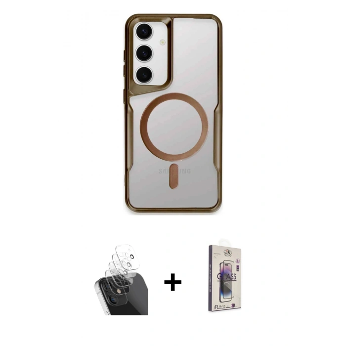 MARSİLYAN™- Galaxy S24 Kılıf Yadigar Klasik Özel Seri - Siyah Bilvis 3D Cam Ekran Koruyucu + Kamera Lens Koruma Cam - SF