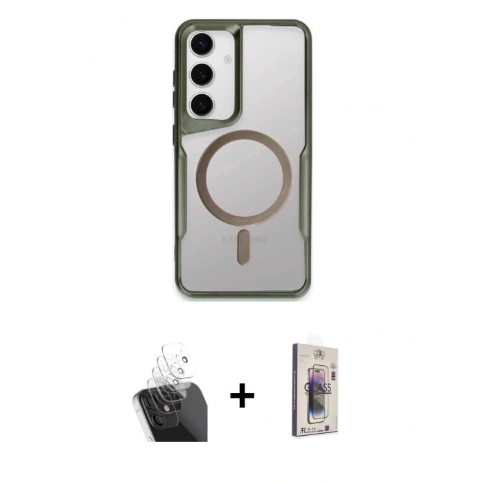MARSİLYAN™- Galaxy S24 Kılıf Yadigar Klasik Özel Seri - Siyah Bilvis 3D Cam Ekran Koruyucu + Kamera Lens Koruma Cam - SF