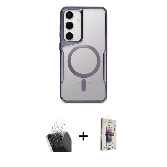 MARSİLYAN™- Galaxy S24 Kılıf Yadigar Klasik Özel Seri - Siyah Bilvis 3D Cam Ekran Koruyucu + Kamera Lens Koruma Cam - SF