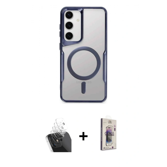 MARSİLYAN™- Galaxy S24 Kılıf Yadigar Klasik Özel Seri - Siyah Bilvis 3D Cam Ekran Koruyucu + Kamera Lens Koruma Cam - SF