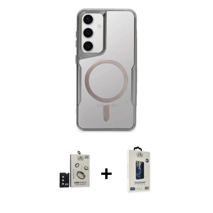 MARSİLYAN™- Galaxy S24 Kılıf Yadigar Klasik Özel Seri - Siyah Bilvis Hayalet Cam Ekran Koruyucu + Bilvis Titan Kamera Lens - SH